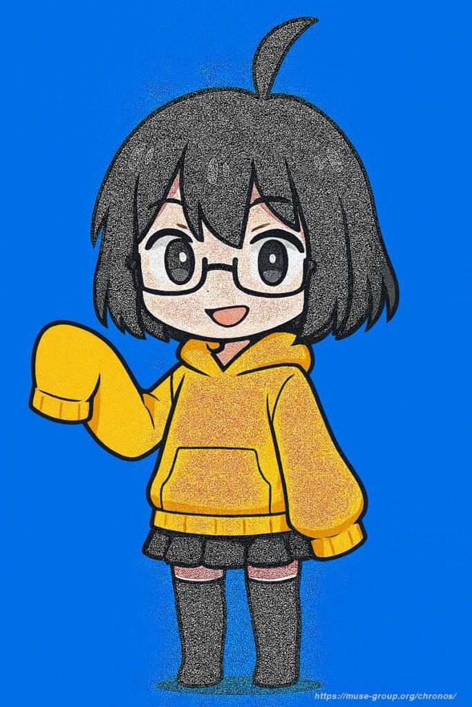 生成立ち絵：腕を上げる説明ポーズ