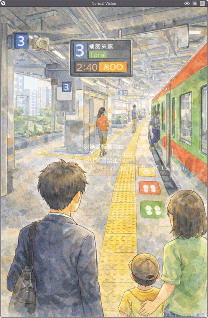 イラスト：ChatGPTによる
通常色覚（C型）の色覚シミュレーション／『Sim Deltonism』による再現